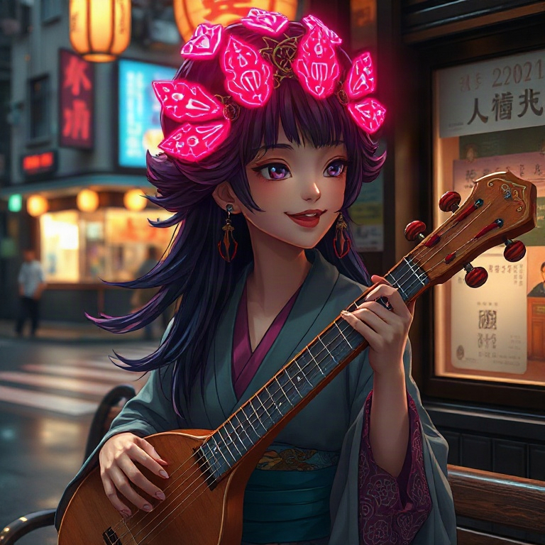 Benzaiten · night garden with one quiet light