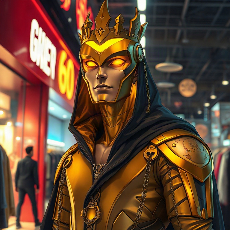 Gold · street stand with glowing boots