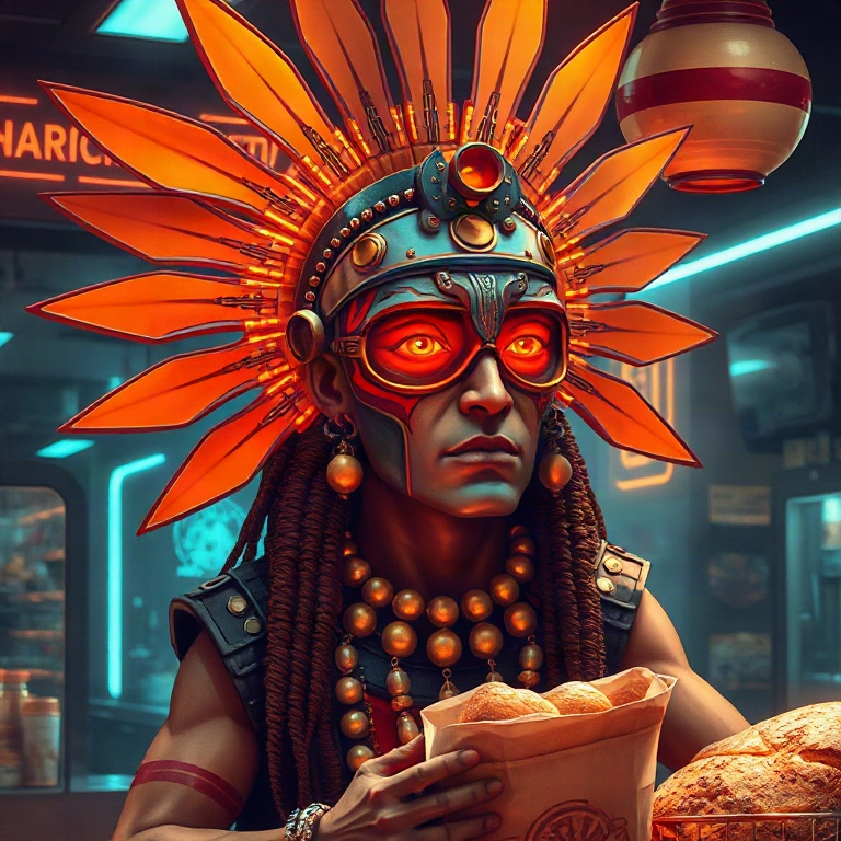 Huitzilopochtli · corner cafe in light rain