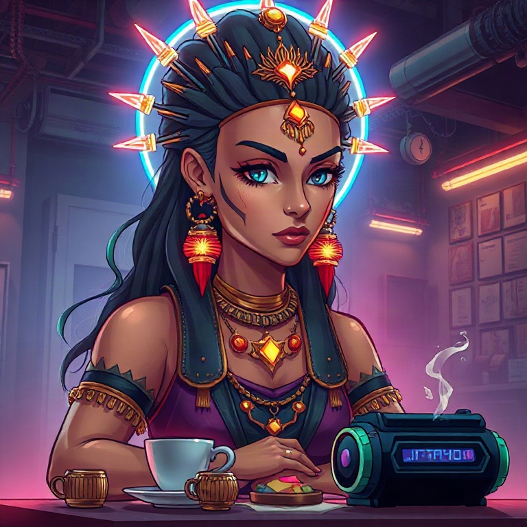 Inanna · desk covered in takeout and paths