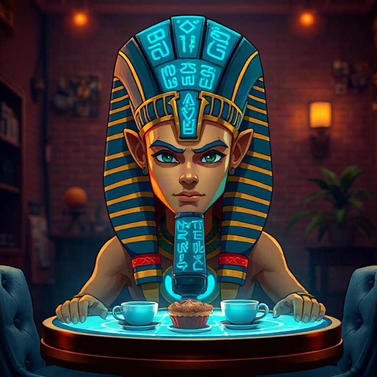 Ptah · holographic table covered in snacks