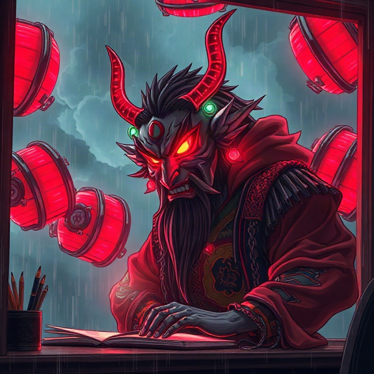 Raijin · balcony with a notebook at dawn