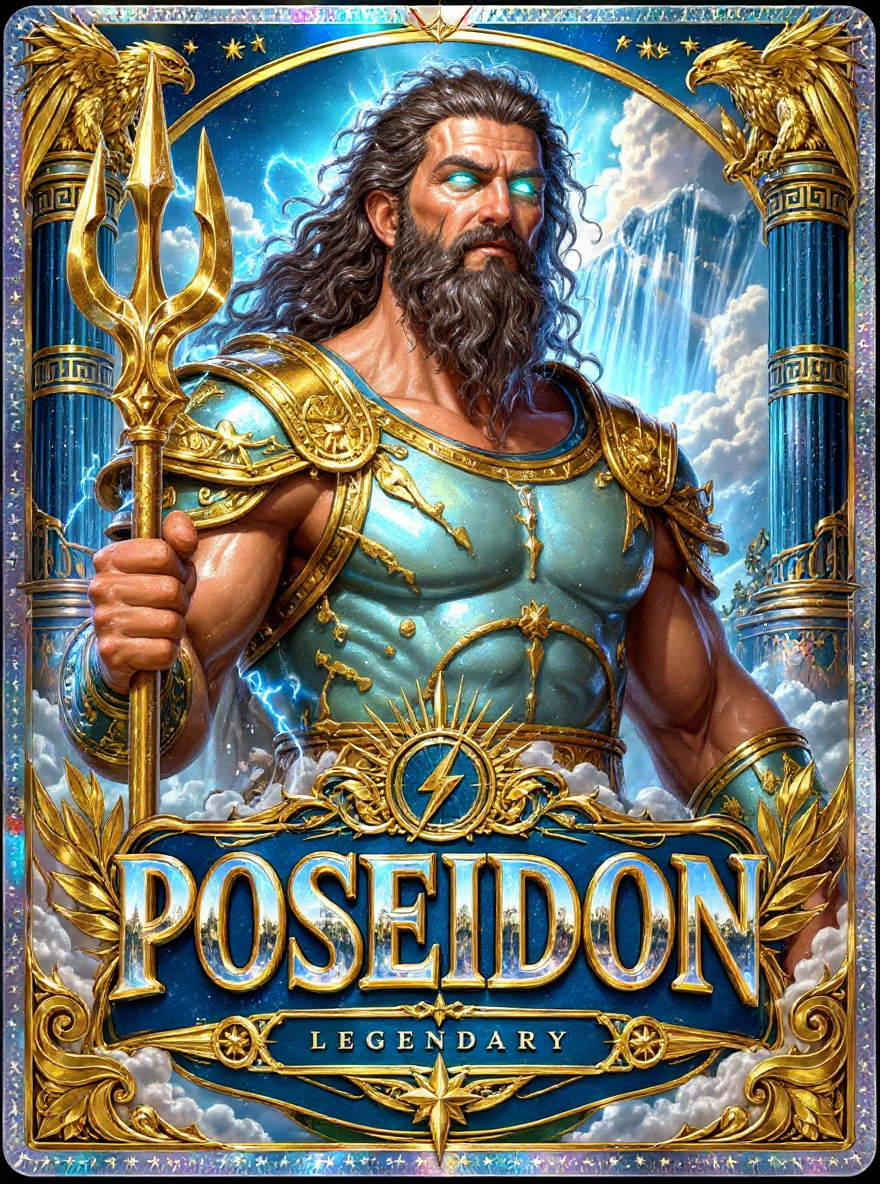 Poseidon holographic card